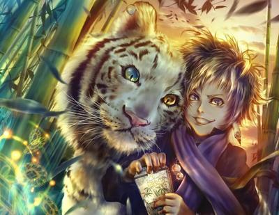 Купить Аниме-тигр в романтическом стиле с рисунком Ever Moment, плакаты и  принты 35x35 см | Joom