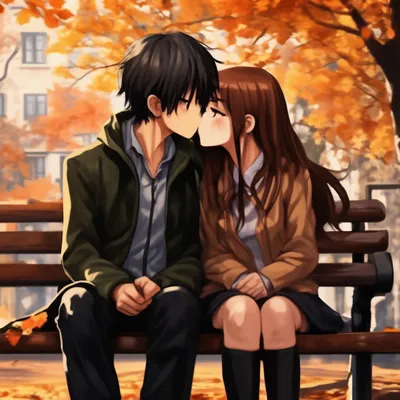 Аниме девушка целует парня и это …» — создано в Шедевруме