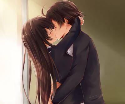 аниме пара влюблена и целует друг друга Фон Обои Изображение для бесплатной  загрузки - Pngtree