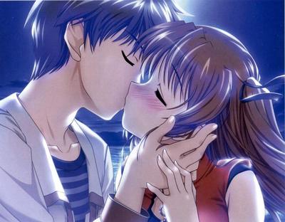 мужчина целует девушку аниме персонаж, аниме любовь романтика поцелуй,  мультфильм целующаяся пара, love, cg Artwork, чёрные волосы png | Klipartz