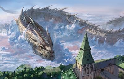 Красивый, сияющий, аниме дракон летит…» — создано в Шедевруме