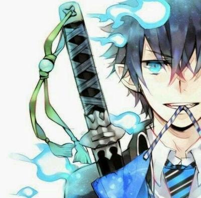 Download Blue Anime Background Fanart Rin Okumura From Blue Exorcist |  Wallpapers.com