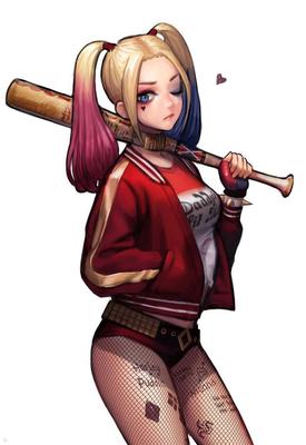 Vibrant Harley Quinn Anime-style HD Wallpaper