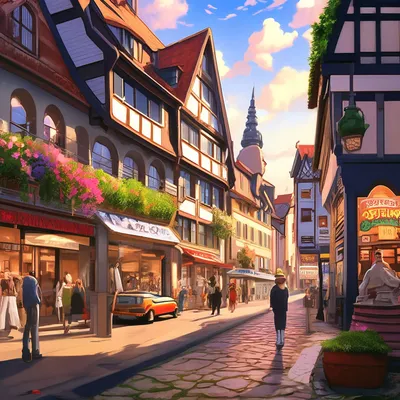 Улица Германии , в стиле аниме» — создано в Шедевруме