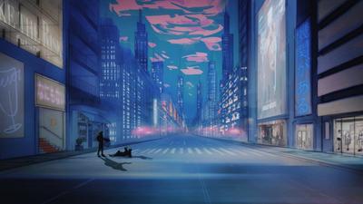 Ночная улица аниме (61 фото) | Улица, Темный город, Аниме