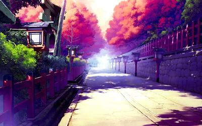 Обои на рабочий стол Девушка бежит по улице вечернего города, anime  original by Wayne Chan, обои для рабочего стола, скачать обои, обои  бесплатно
