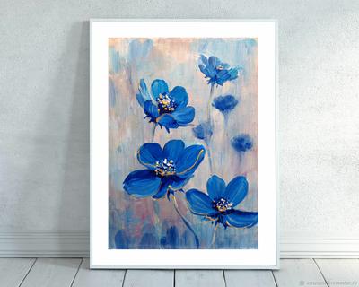 Картины: Интерьерная картина акрилом Голубые цветы в интернет-магазине  Ярмарка Мастеров по цене 1020 ₽ – RSB4ABY | Картины, Самара - доставка по  России