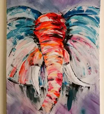 Слон — картина акрилом — Флюид Арт — Художественная Школа