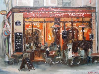 Париж кафе Картина маслом 30 на 40 городской пейзаж – заказать на Ярмарке  Мастеров – QH6OYRU | Картины, Москва