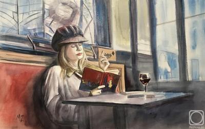 Девушка в кафе» картина Зозуой Марии (бумага, акварель) — купить на  ArtNow.ru