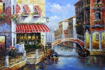 Картина маслом \"Кафе в Венеции\" — В интерьер