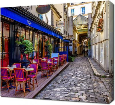 Картина на холсте Уличное кафе в Париже. Франция: - Арт. 080440 | Купить в  интернет-магазине - Уютная стена