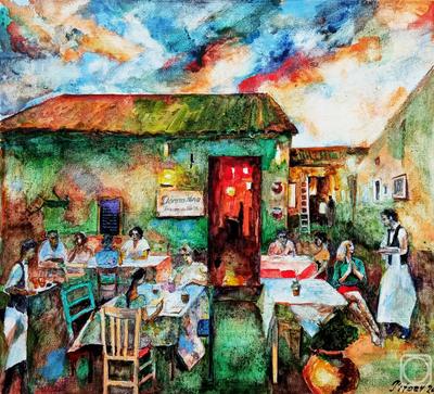 Итальянское кафе» картина Питаева Валерия (холст, акварель) — купить на  ArtNow.ru