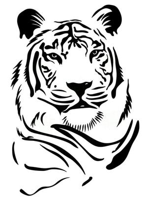 Трафареты для выжигания по дереву: картинка тигра, контурный | Животное  трафарет, Татуировки с тигром, Контурные рисунки