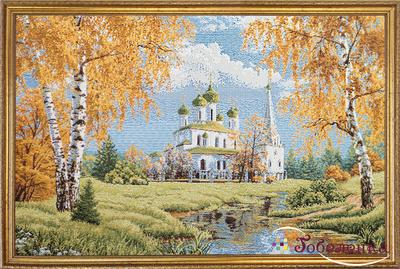 Купить картину из гобелена Храм у воды - 76х52 см (багет 2) - Gobelenka.ru