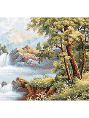 Магазин Гобеленов Картина интерьерная Горная река 38*72 см гобелен