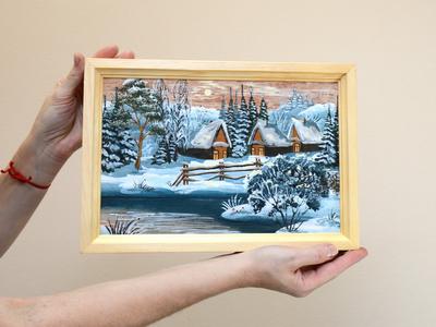 Картина \"Зима\" береста купить в Москве по цене 5 880 руб. – интернет  магазин present.ru