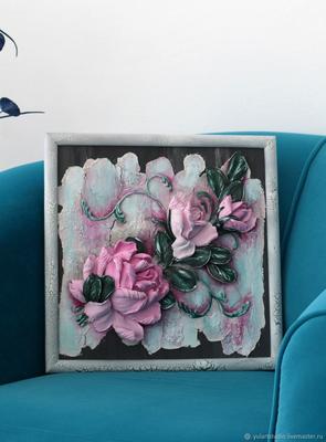 Розы, цветочная картина из декоративной штукатурки в интернет-магазине  Ярмарка Мастеров по цене 2500 ₽ – SM854BY | Картины, Иркутск - доставка по  России