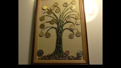 Картина \"Денежное дерево\" своими руками - оригинальный подарок. - YouTube