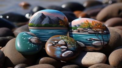 Картины из морских камней | Каменное искусство, Живопись галькой, Картины