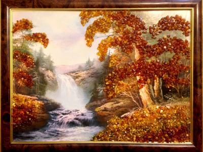 Купить картина из натурального балтийского янтаря «осень» 59 см (в) х 53 см  (ш) интернет-магазине янтаря Amberholl