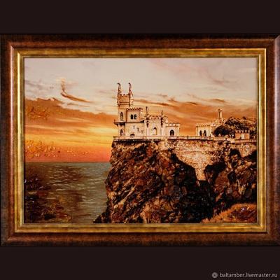 Пейзаж - Красивый замок (картина) из янтаря купить в Украине по  привлекательной цене — Amber Stone