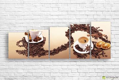 Черный шоколад, зерна кофе и корица | Модульные картины, постеры, печать на  холсте, интернет магазин, Кишинев, Молдова