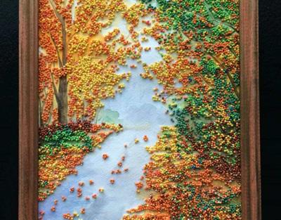 поделки из круп золотая осень | Пейзажи, Картины, Осенний пейзаж