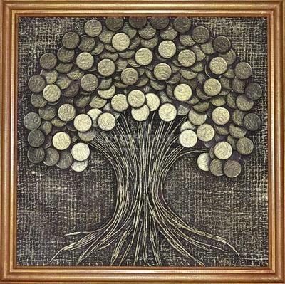 Денежное дерево в виде девушки, картина из монет, символ богатства, подарок  день рождения, юбилей (ID#1775687673), цена: 4000 ₴, купить на Prom.ua