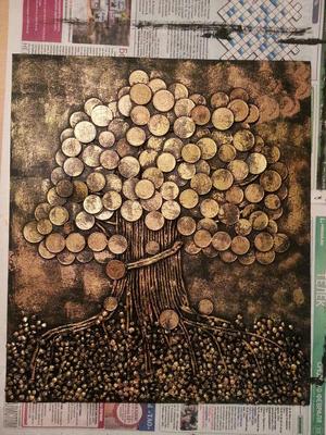 Денежное дерево Картина Панно своими руками МК - YouTube