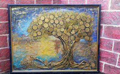 Картина объемная, панно \" Денежное дерево\", для благополучия, ручная работа  - шикарный подарок (ID#1761839977), цена: 2000 ₴, купить на Prom.ua
