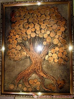 Картина из монет \"Денежное дерево\" | Монетное искусство, Денежные деревья,  Картины