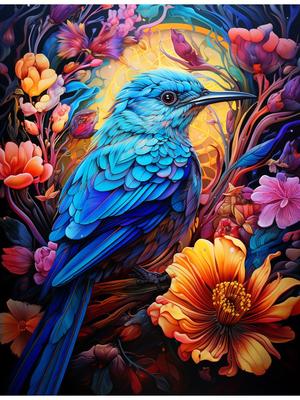 Купить картину алмазная мозаика на подрамнике «Красивая птица» 70x50 см, 30  цветов - gamestil.ru