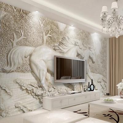 Настенные 3D-обои на заказ с рельефным изображением белой лошади,  классические фотообои для гостиной, фона за телевизором, Декор для дома,  настенные картины | AliExpress