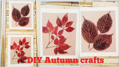Осенние поделки. Картина-панно из осенних листьев. DIY Autumn leaf craft  ideas. - YouTube