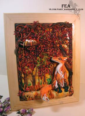 Осенний рыжий лес из полимерной глины :) | Пикабу