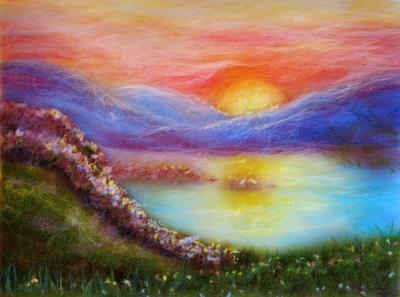 Картина из шерсти \"Цветочная поляна\" | Пикабу