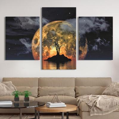 ᐉ Модульная картина из 3 частей Луна и остров с деревом 66x40 см (MK322030)