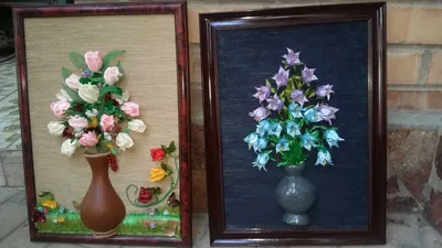 Панно с цветами канзаши из лент ручная работа: цена 90 грн - купить Картины  на ИЗИ | Кривой Рог