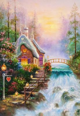 Картина Копия картины Томаса Кинкейда \"Любимый коттедж (Sweetheart  Cottage)\", худ. А.Ромм 50x70 TK180510 купить в Москве