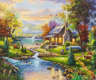 Картина Копия картины Томаса Кинкейда \"Природный Рай (Natures Paradise)\",  худ. А. Ромм 50x60 TK190702 купить в Москве