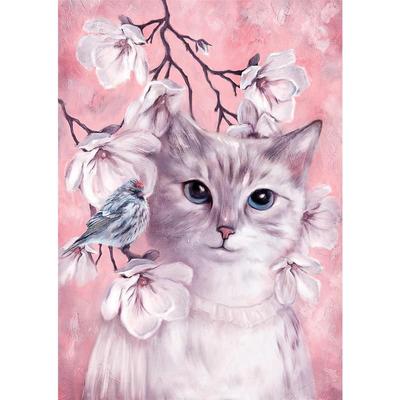 Картина по номерам Рыжий кот Кошка и птичка - купить в Москве оптом и в  розницу в интернет-магазине Deloks