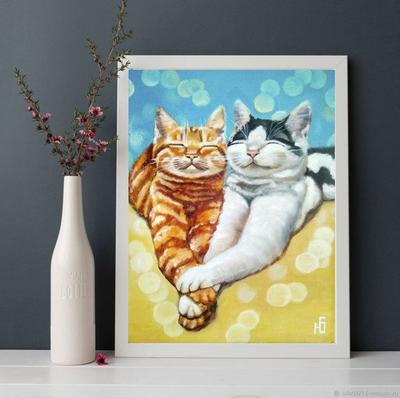 Картина кот и кошка, романтика, любовь, картина коты маслом – купить на  Ярмарке Мастеров – L2GFYRU | Картины, Екатеринбург | Краска, Картины,  Картины маслом