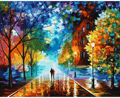 Импрессионистская картина на основе принта жикле с красочной сценой дождя с  романтическими флюидами Леонида Афремова - Etsy