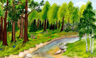 Рисунок \"Весенний лес\" - Советская графика купить в Москве | rus-gal.ru