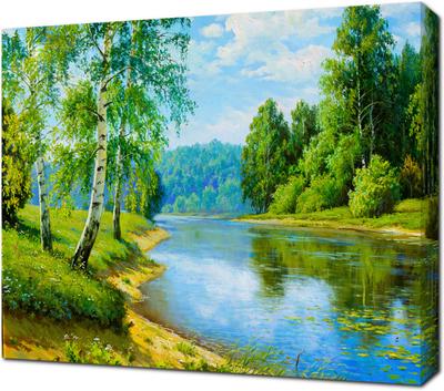 Картина на холсте Летний пейзаж в лесу: - Арт. 051217 | Купить в  интернет-магазине - Уютная стена