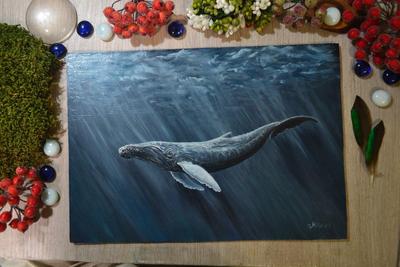 Картина масляными красками \"Горбатый кит\" | Пикабу