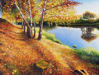 Картина маслом - Осенний этюд | живопись на холсте современного художника  купить в Санкт-Петербурге