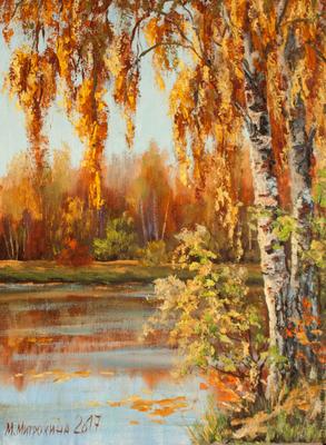 Картина маслом «Осенняя мечта» | Золотистый пейзаж