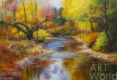 Картина Пейзаж маслом \"Осенью в горах. Пастораль\" 60x90 AS220402 купить в  Москве